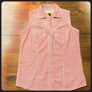 Red and white blouse